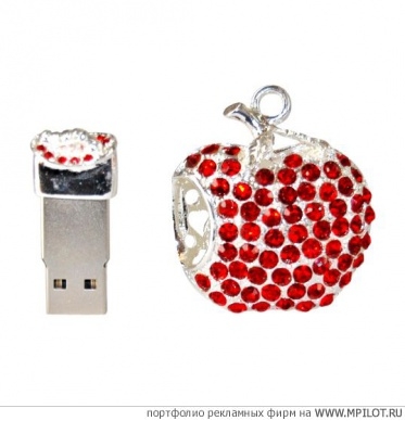 Флешки Swarovski,оригинальные, яблоко .  Образец портфолио - Сувенирная продукция. AM Gifts - Москва